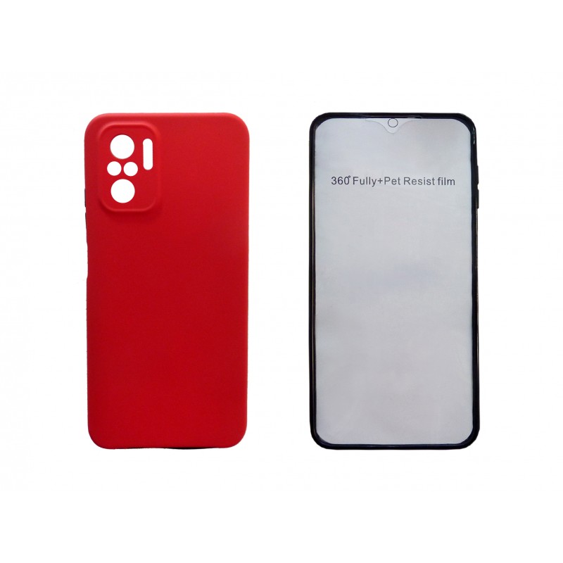 Oem Θήκη 360° Full Cover Σιλικόνης Για Xiaomi Redmi Note 10 4G / 10S  Κόκκινο