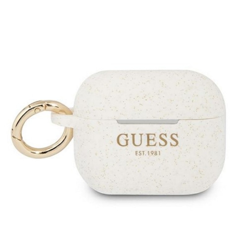 Guess case for AirPods Pro GUAPSGGEH white Silicone Glitter