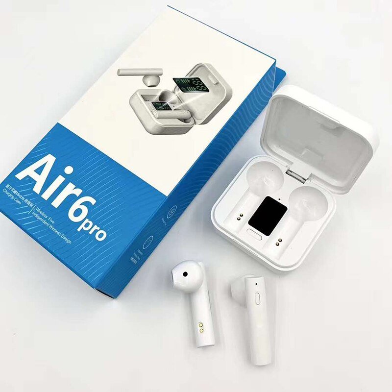 Air 6 Pro TWS Wireless Earbuds LED Display ασύρματα ακουστικά Λευκό