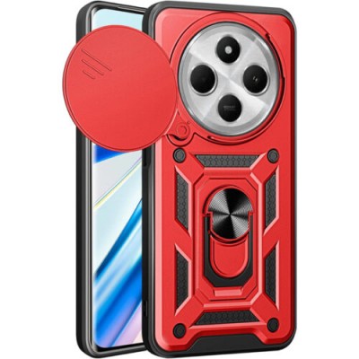 Oem Θήκη Armor Με Ring Stand TPU Case Με Προστασία Καρέρας Για Xiaomi Poco C75 4G Κόκκινο