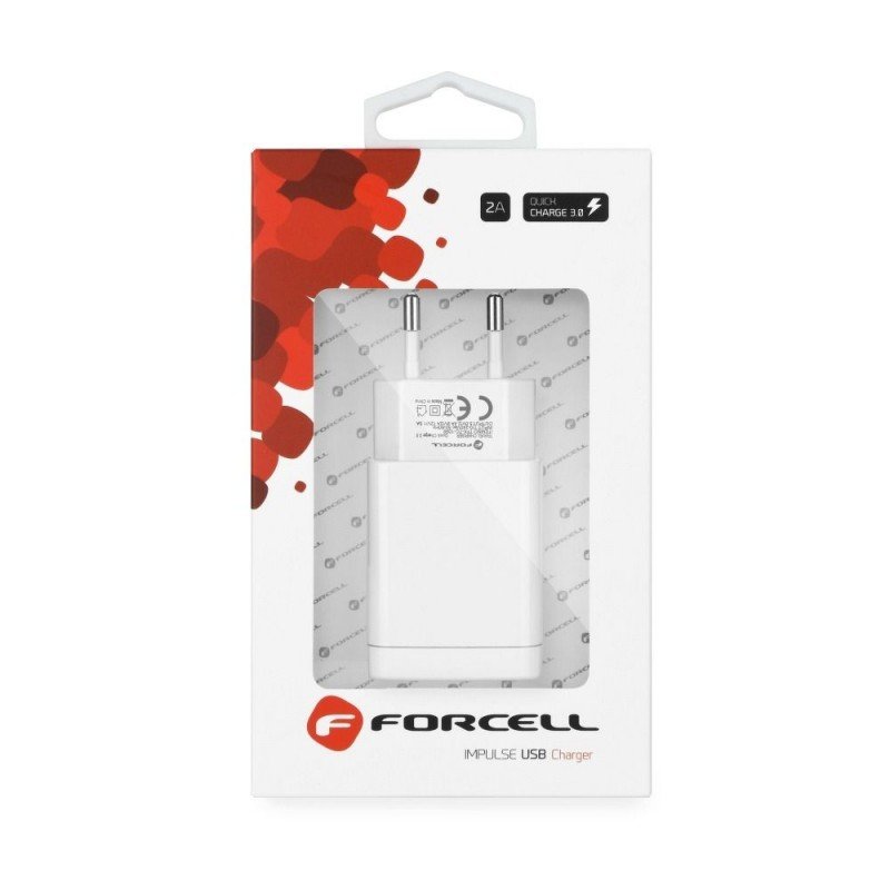 Forcell Φορτιστής Ταξιδίου Με USB Υποδοχή 2.4A 18W Quick Charge 3.0 Λευκό