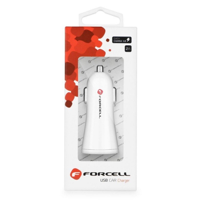 Forcell Φορτιστής Αυτοκινήτου Quick Charge 3.0 2.4Α  Άσπρο