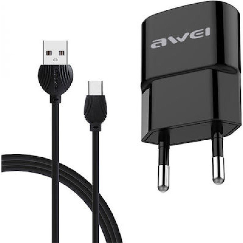 Σετ Φορτιστή Καλώδιο Φόρτισης AWEI C-831  USB 2.1A 1.2m USB micro Μαύρο