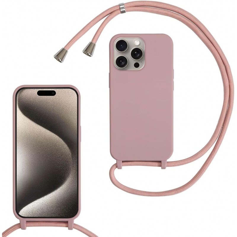 Oem Cord Silicone Ροζ Θήκη Για Apple iPhone 16 Pro Max 5G 6,9" Με Λουρί Ροζ