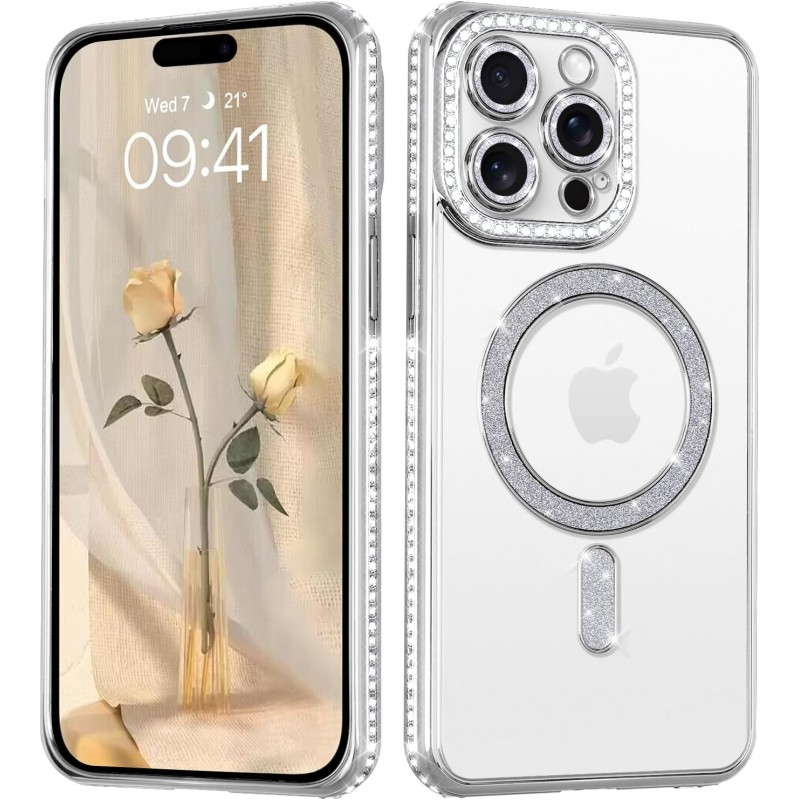 Oem Θήκη Back Cover Electro Magsafe Bling Για Apple iPhone 16 Pro 5G 6,3" Ασημί