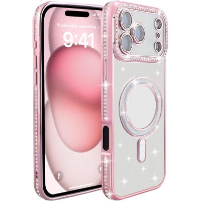 Oem Θήκη Back Cover Electro Magsafe Bling Για Apple iPhone 17 Pro 5G 6,3" Ροζ - Χρυσό