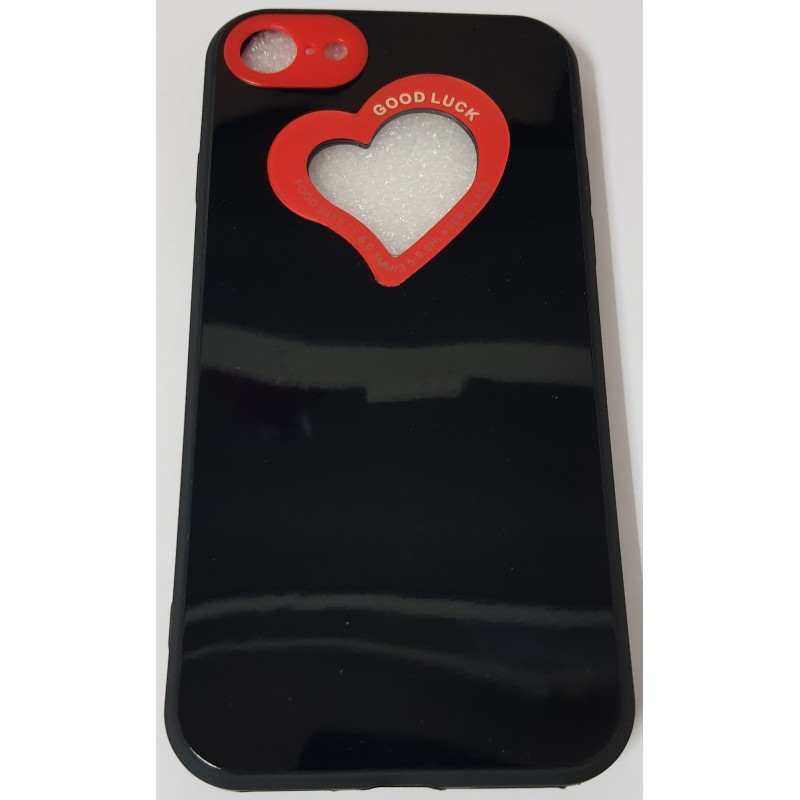 Oem Soft Case Gel TPU Cover 2.0mm  Good Luck  Καρδιά Για Apple iPhone 7 / 8 / SE 2020 / SE 2022  Μαύρο