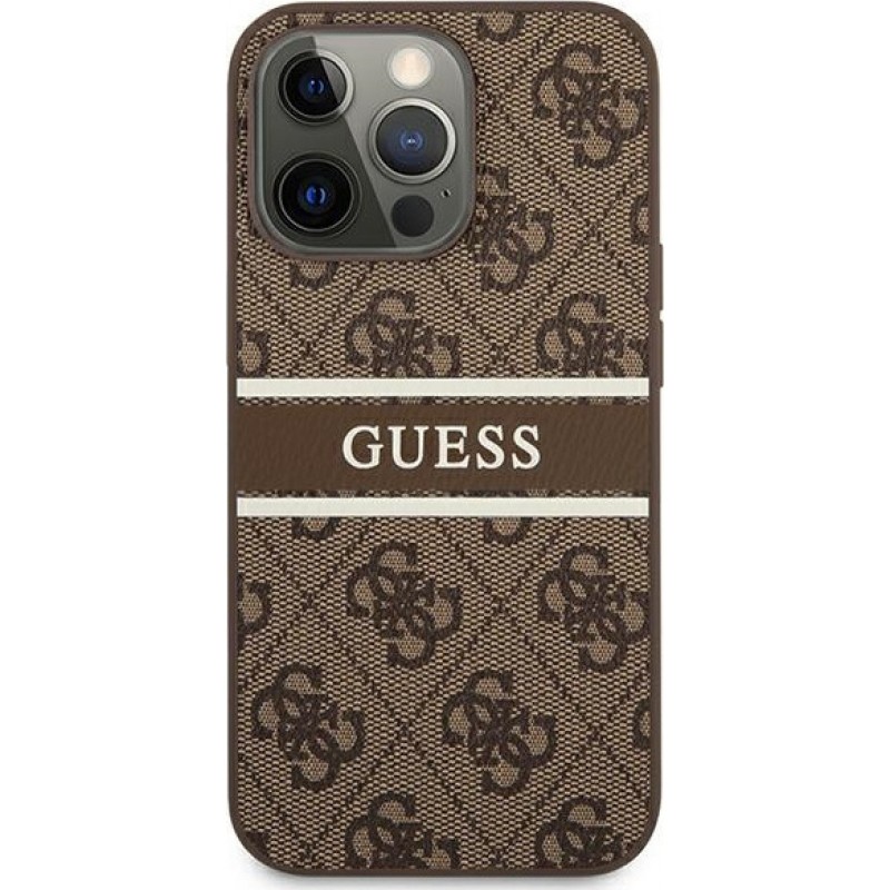 Guess case for Apple iPhone 11 Pro GUHCN584GDBR brown hard case Printed Stripe  Καφέ