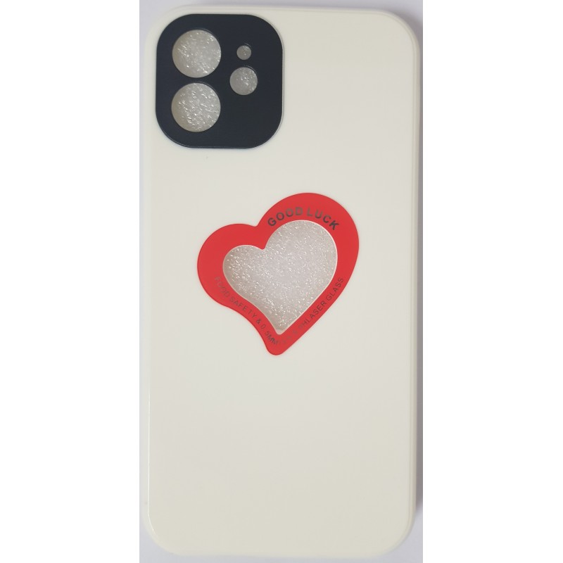 Oem Soft Case Gel TPU Cover 2.0mm  Good Luck  Καρδιά Για Apple iPhone 11  Άσπρο