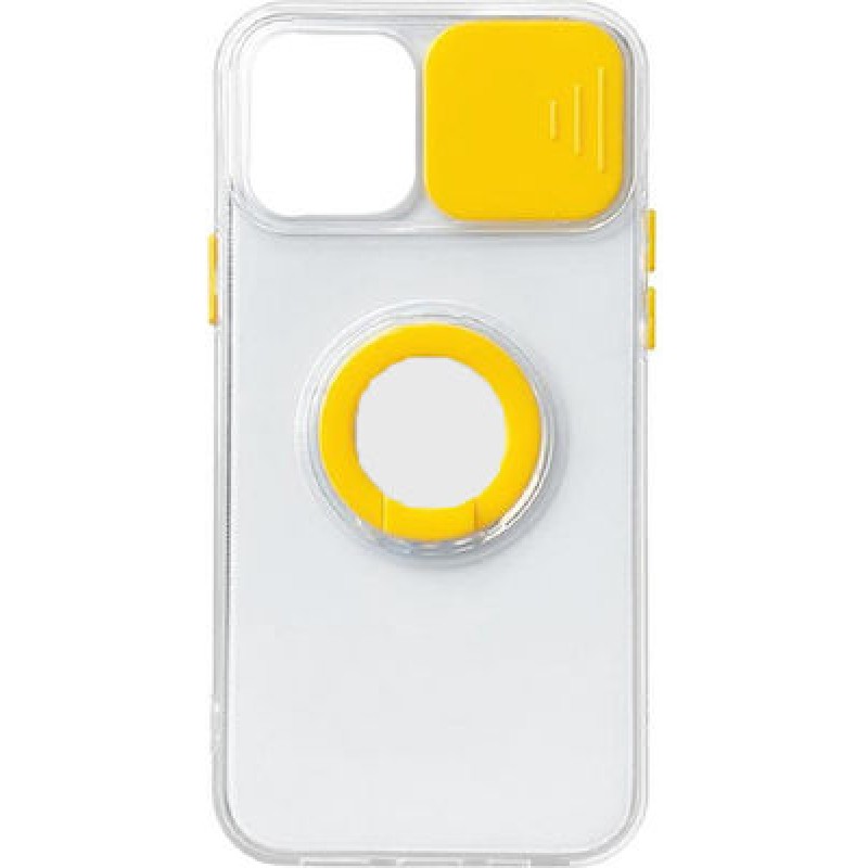 Oem Ring Holder Θήκη Σιλικόνης 2.0mm Με Camera Cover Για Apple iPhone 13 6.1'' Άσπρο