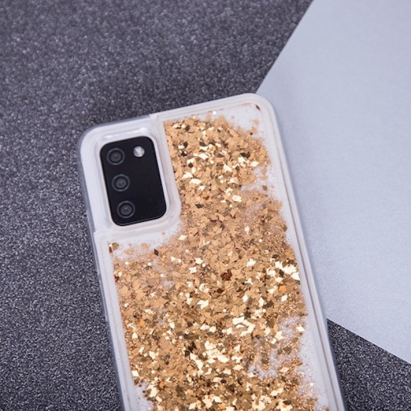 Oem Θήκη TPU Με Υγρό Glitter Για Apple iPhone 14 Pro Max 6.7" Χρυσό