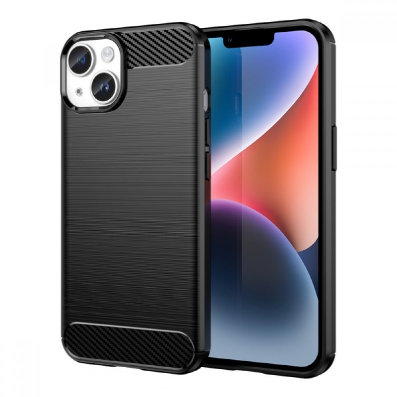 Oem Θήκη Σιλικόνης Carbon Για Apple iPhone 15 Plus 5G 6,7" Μαύρο