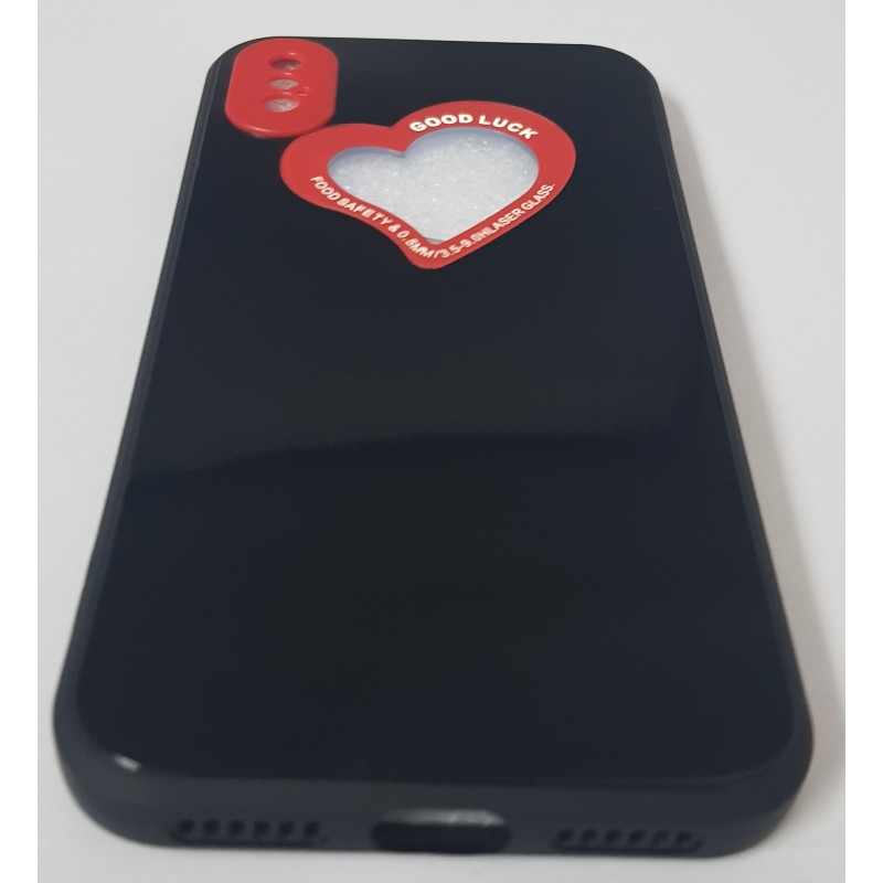 Oem Soft Case Gel TPU Cover 2.0mm Good Luck Καρδιά Για Apple iPhone X / XS  Μαύρο