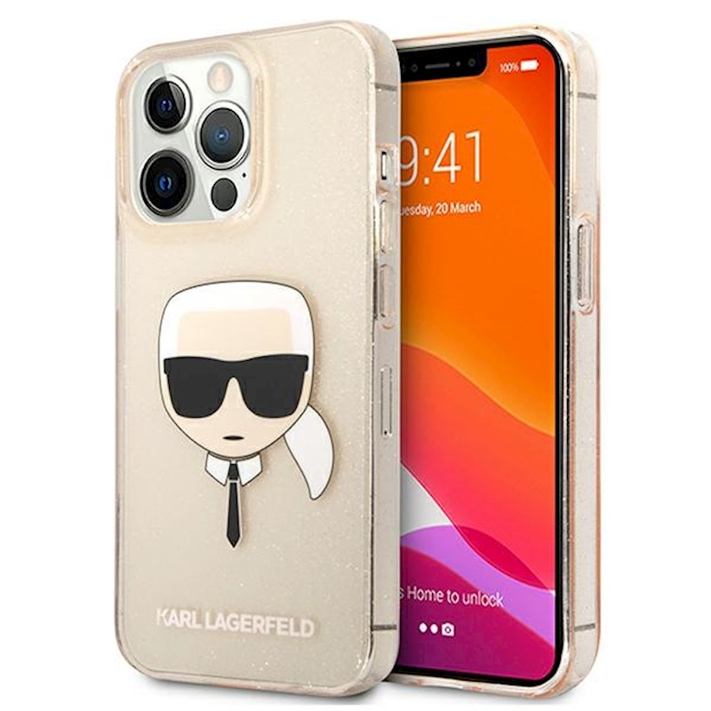 Karl Lagerfeld case KLHCP13XKHTUGLGO gold Hardcase Silicone Karl & Choupette Για Apple iPhone 13 Pro Max 6.7" Χρυσό