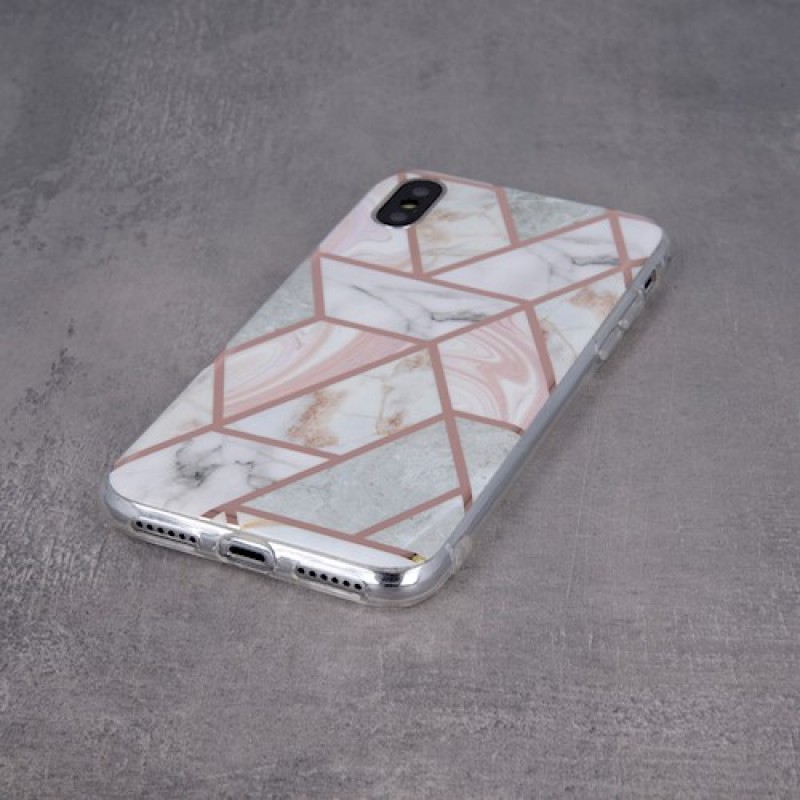 Oem Θήκη Σιλικόνης Marmur case Geometric Για Apple iPhone 12 / 12 Pro 6,1'' Ροζ