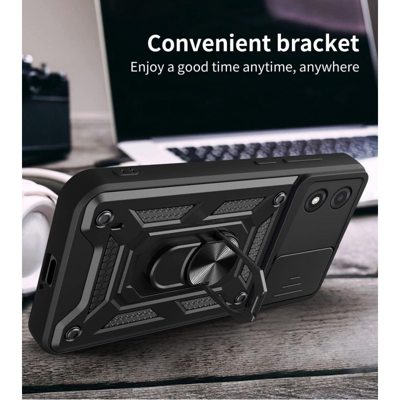 Oem Θήκη Slide Armor Back Cover Για Motorola Moto E13 Με Προστασία Κάμερας Μαύρο