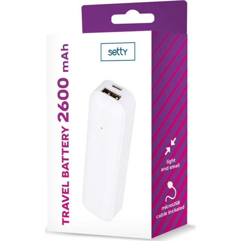 Setty Power Bank 2600 mAh Άσπρο