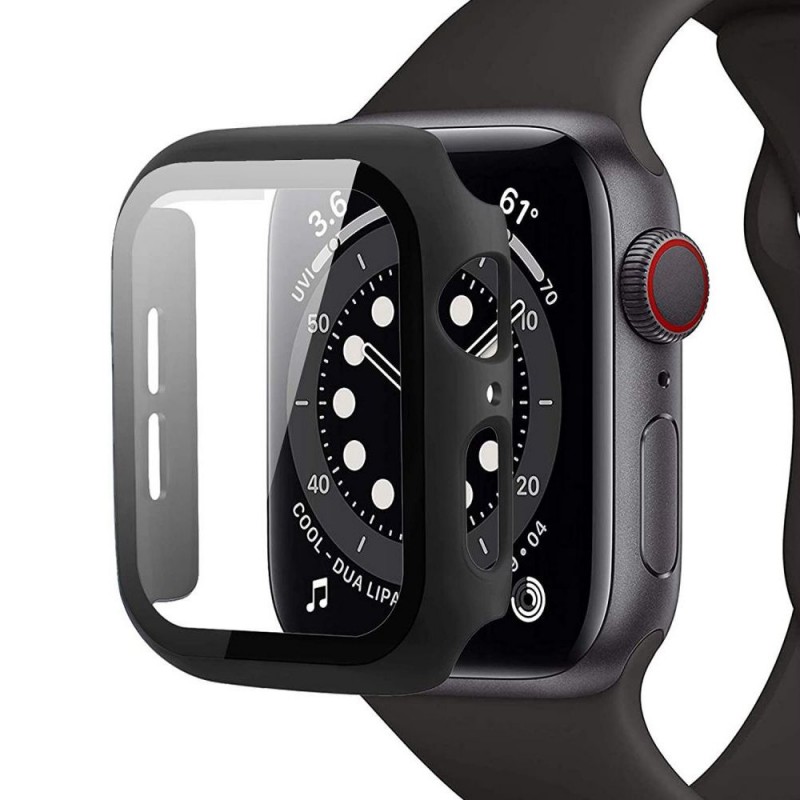 Oem Full Face 360 Πλαστική Θήκη Mε Τζαμάκι Για Apple Watch 49 mm Μαύρο