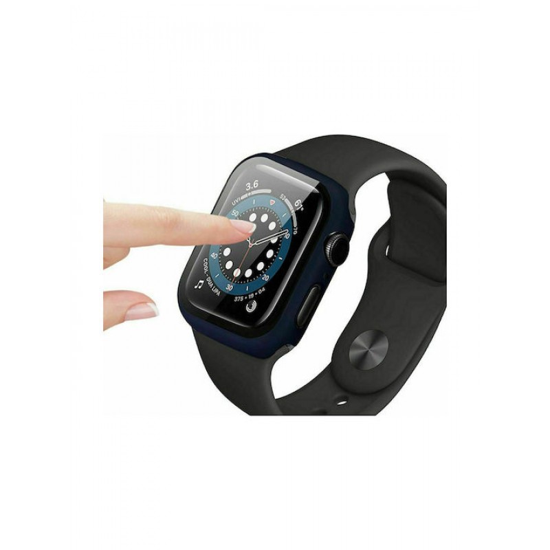 Oem Full Face 360 Πλαστική Θήκη Mε Τζαμάκι Για Apple Watch 44 mm ( 1 / 2 / 3 / 4 / 5 / 6 / SE ) Μαύρο