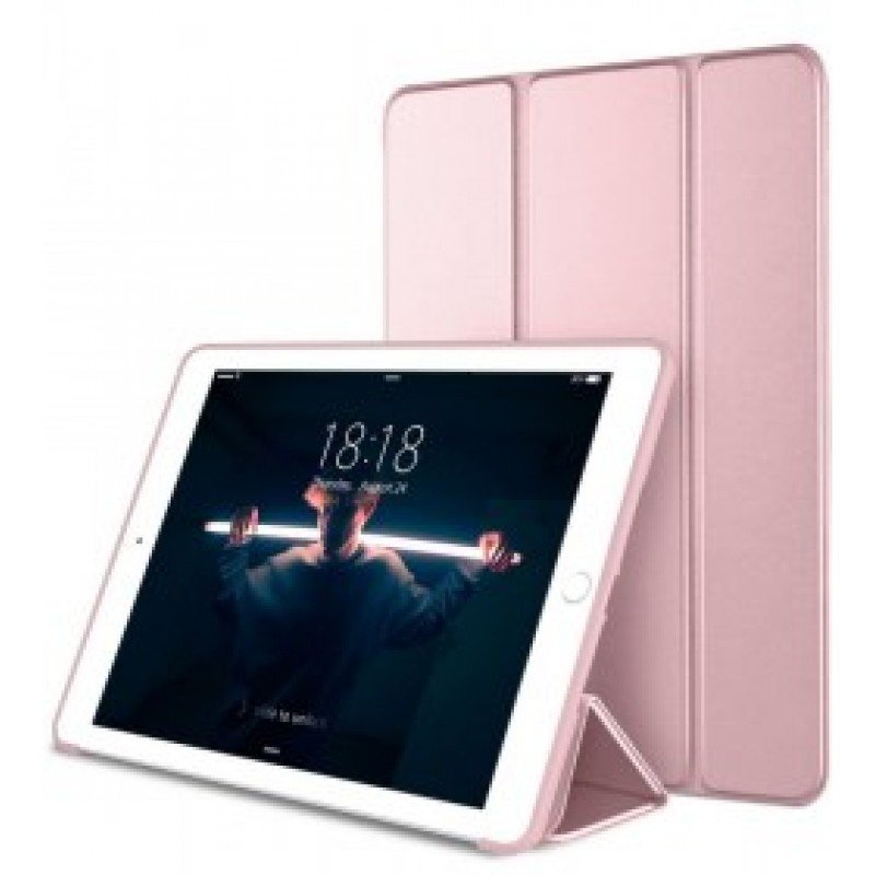 Trifold Θήκη Βιβλίο με Σιλικόνη Flip Cover Για Apple iPad 8 2019 / 2020 / 2021 10.2"  Χρυσή - Ροζ 