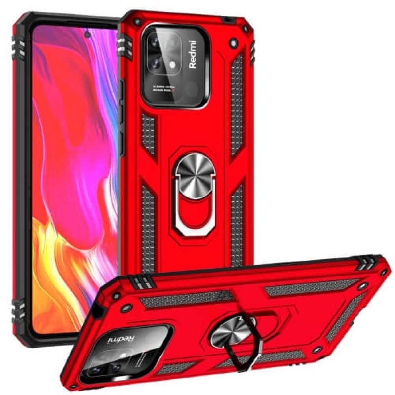 Oem Θήκη Armor Με Ring Stand TPU Case Για Xiaomi Redmi 12C / Redmi 11A Κόκκινο