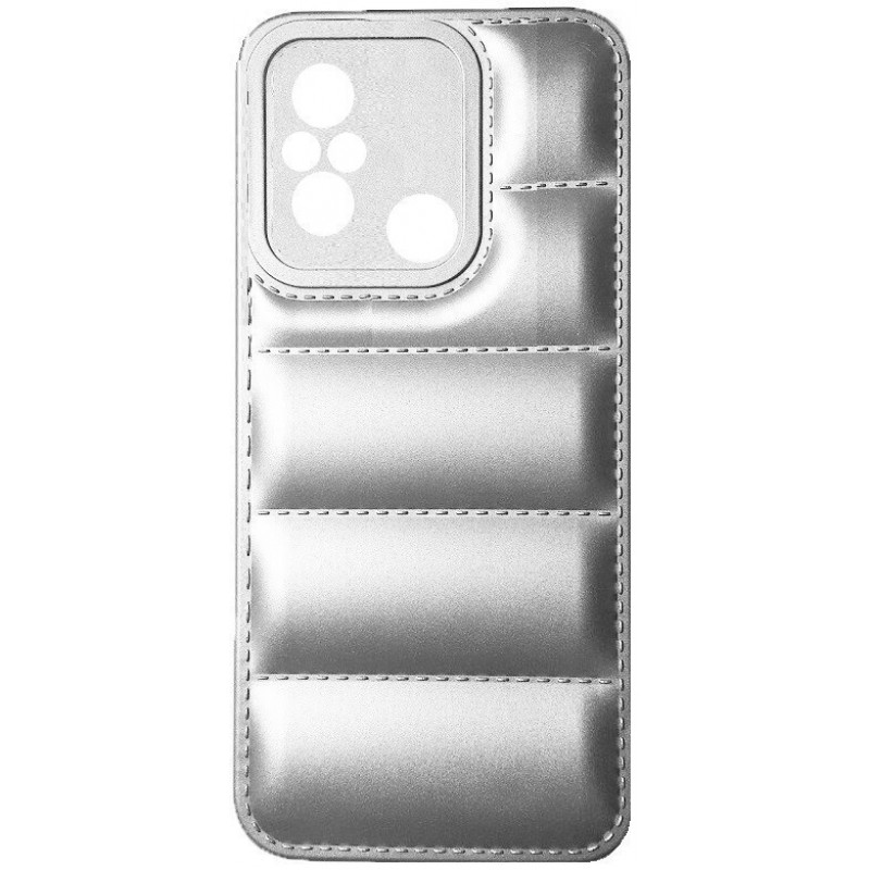 Oem Θήκη Puffer Δερματίνης Για Xiaomi Redmi 12C / Redmi 11A Metallic Ασημί