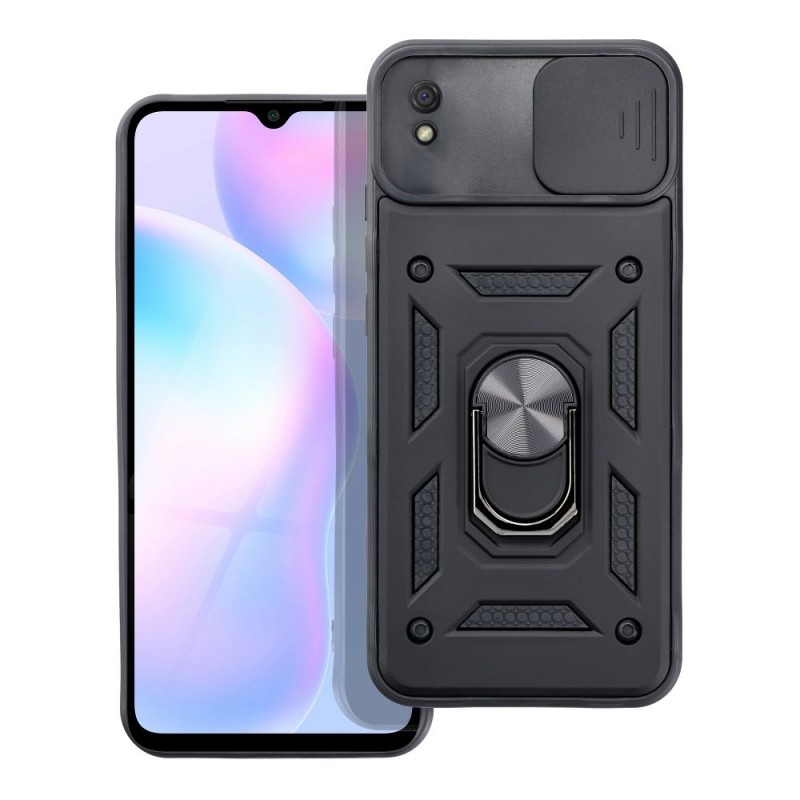 Oem Θήκη Slide Armor Back Cover Για Xiaomi Redmi 9A / 9AT / 9i Με Προστασία Κάμερας Μαύρο