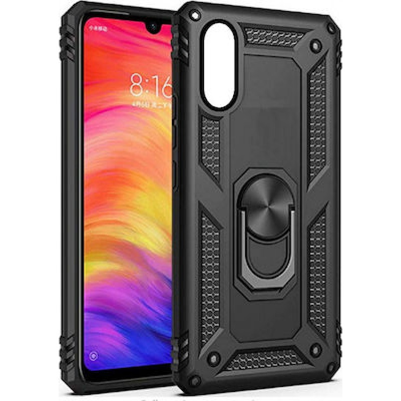 Oem Ring Holder Back Cover Για Xiaomi Redmi 9A / 9AT / 9i Μαύρο 