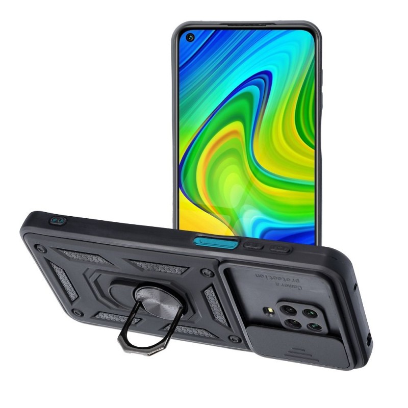 Oem Θήκη Slide Armor Back Cover Για Xiaomi Redmi Note 9 Pro / Redmi Note 9s / Note 9 Pro Max Με Προστασία Κάμερας Μαύρο