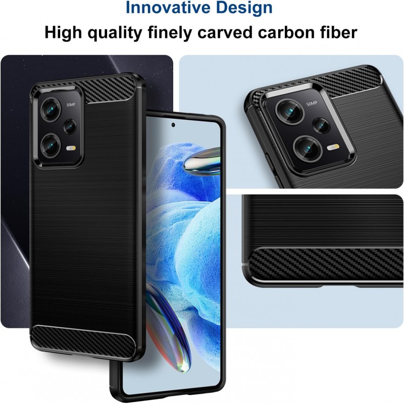 Oem Θήκη Σιλικόνης Carbon Για Xiaomi Redmi Note 12 5G ( Global ) Μαύρο