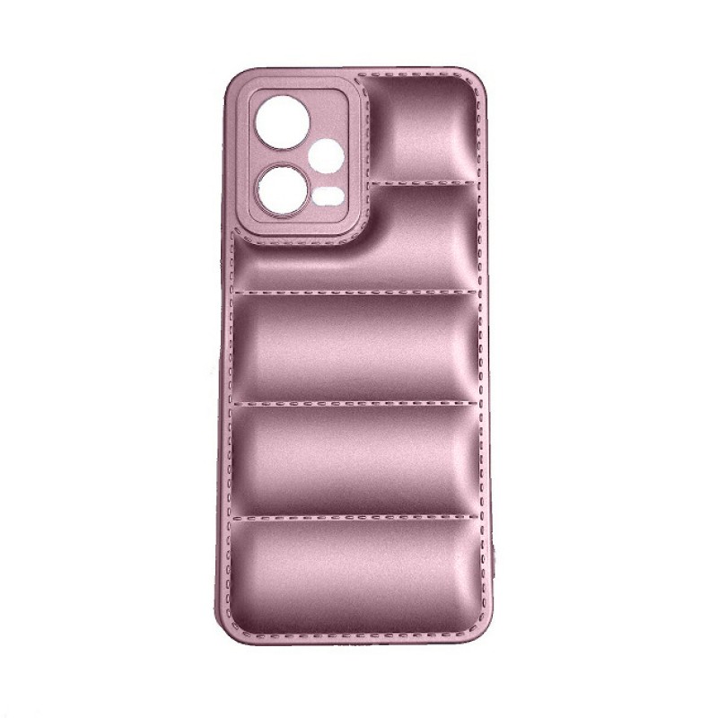 Oem Θήκη Puffer Δερματίνης Για Xiaomi Redmi Note 12 4G Metallic Ροζ - Χρυσό