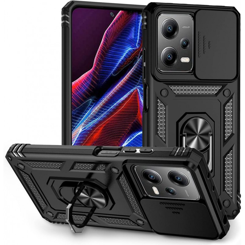 Oem Θήκη Slide Armor Back Cover Για Xiaomi Redmi Note 12 Pro 5G Με Προστασία Κάμερας Μαύρο