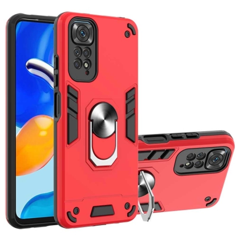 Oem Θήκη Με Βάση Δαχτυλίδι Στήριξης TPU Για Xiaomi Redmi Note 11 4G ( GLOBAL ) / Redmi Note 11s 4G Κόκκινο