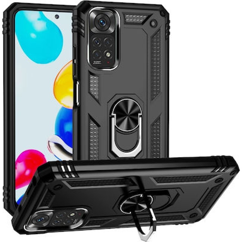 Oem Ring Holder Back Cover ΓΙΑ Xiaomi Redmi Note 11 4G ( GLOBAL ) / Redmi Note 11s 4G Μαύρο