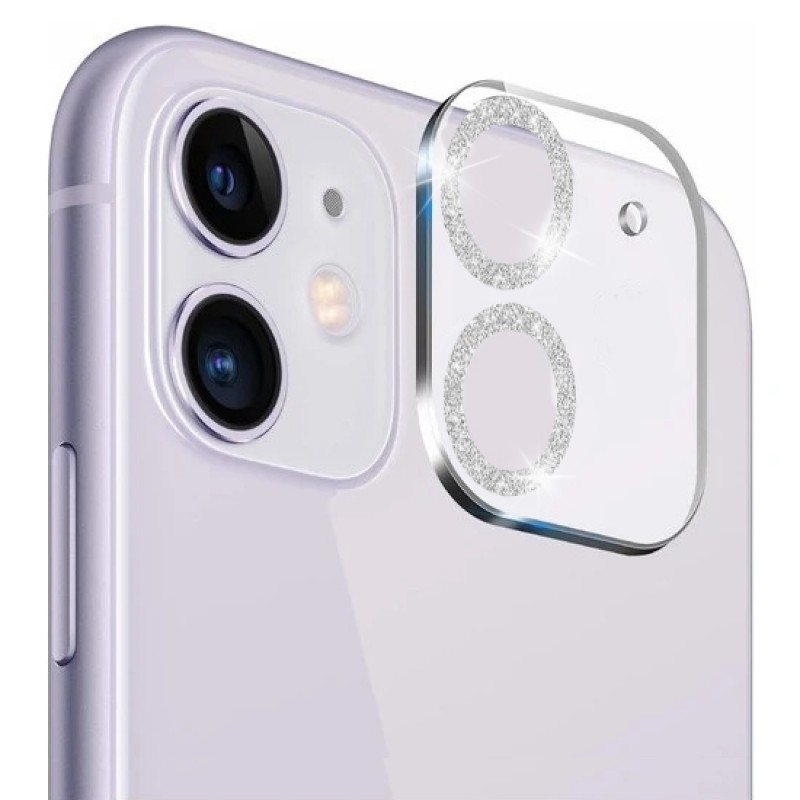 Oem Τζάμι Προστασίας Κάμερας Χρυσόσκονη Camera Lens Tempered Glass Για Apple iPhone 11 Ασημί