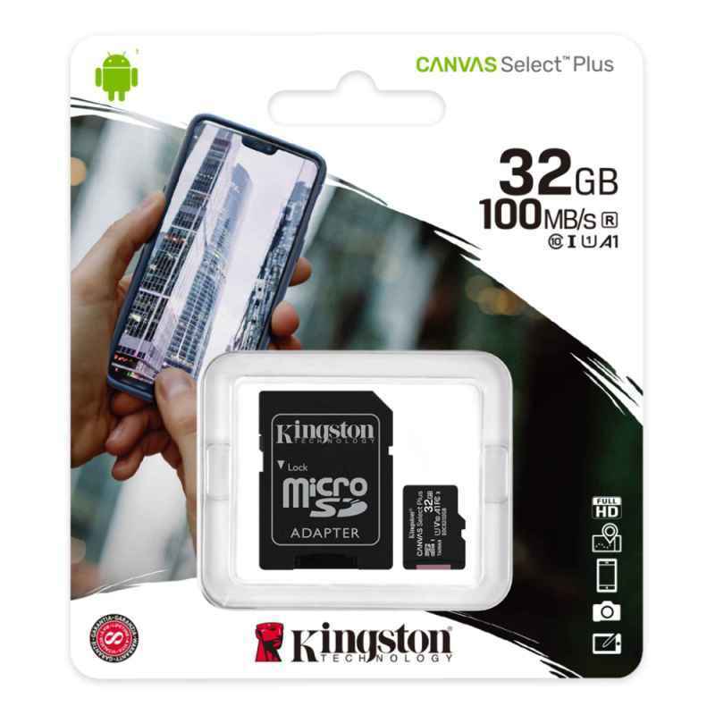 Kingston Canvas Select Plus Micro SDHC 32GB Class 10 U1 V10 A1 UHS-I Με Αντάπτορα