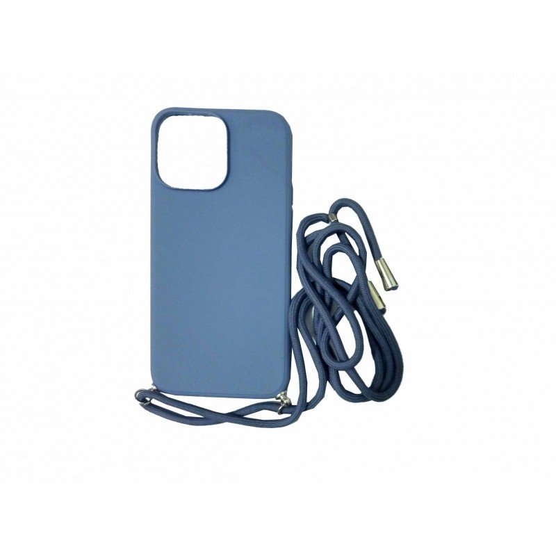 Oem Cord Silicone Μπλε - Γκρι Για Apple iPhone 14 Pro Max 6.7" Με Λουρί Μπλε - Γκρι