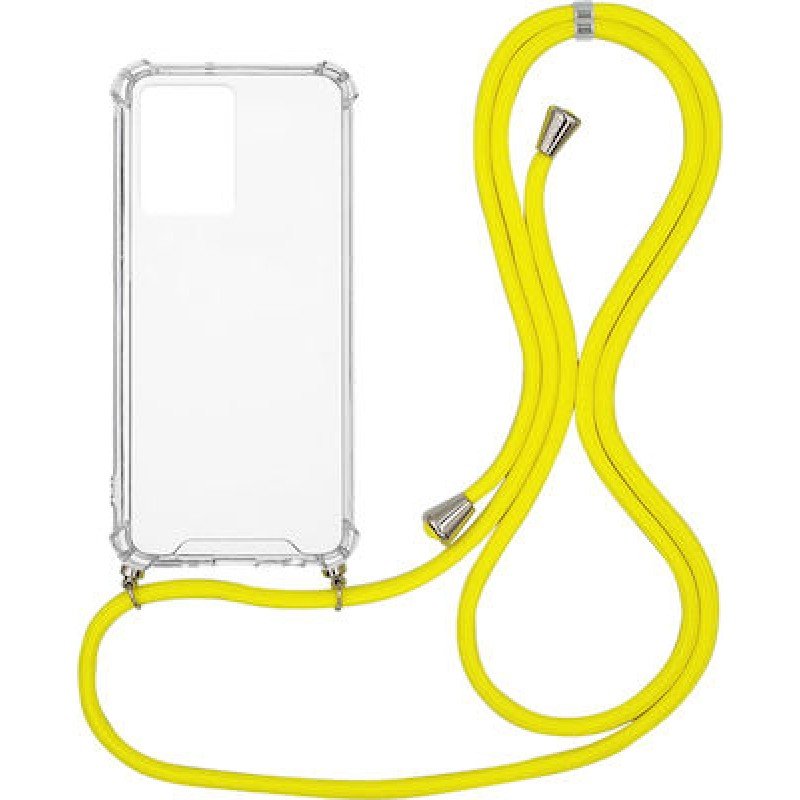 Oem Cord Silicone Διάφανη Θήκη Για Apple iPhone 13 6.1'' Με Λουρί Κίτρινο