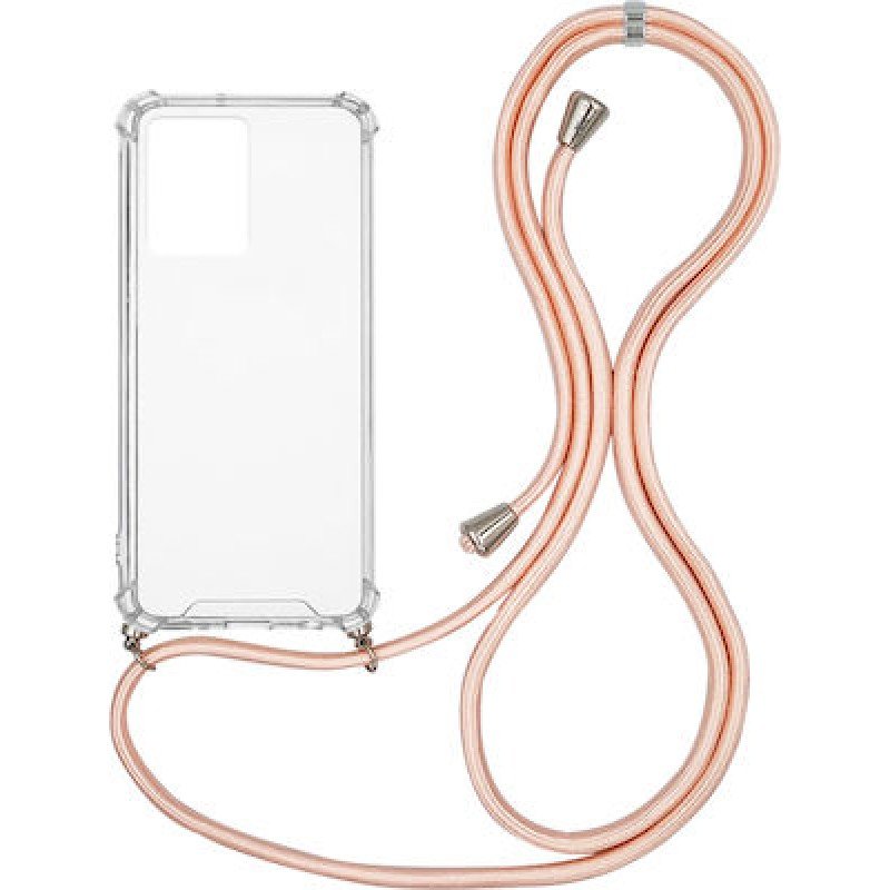 Oem Cord Silicone Διάφανη Θήκη Για Apple iPhone 14 Pro Max 6.7" Με Λουρί Ροζ - Nud