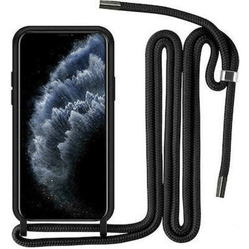 Oem Cord Silicone Case Μαύρο Θήκη Για Apple iPhone 11 Pro Με Λουρί Μαύρο