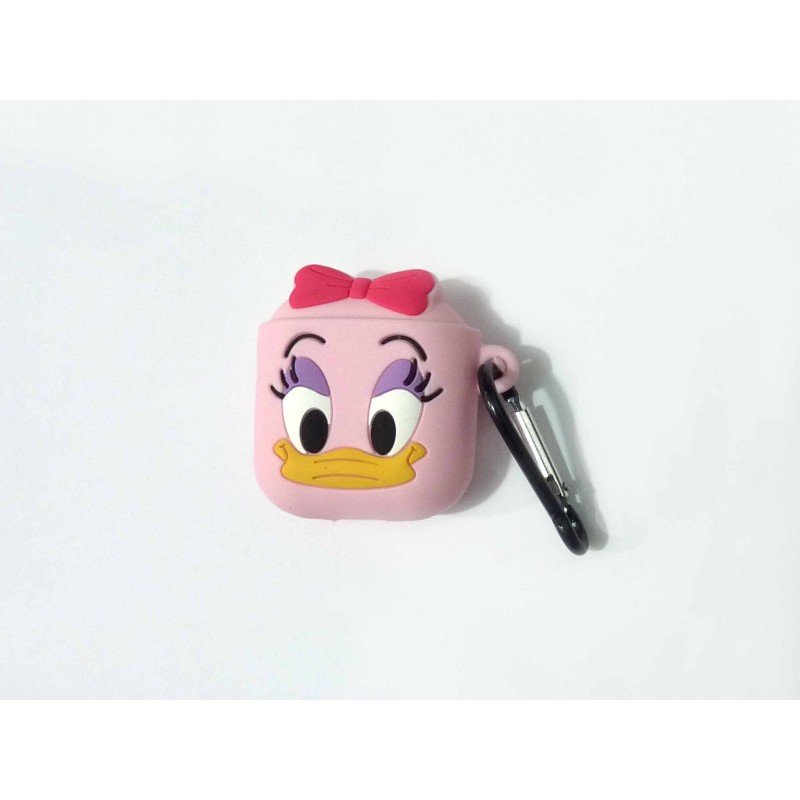 Oem Θήκη Σιλικόνης Daisy Duck Με Γάντζο Για AirPods Ροζ