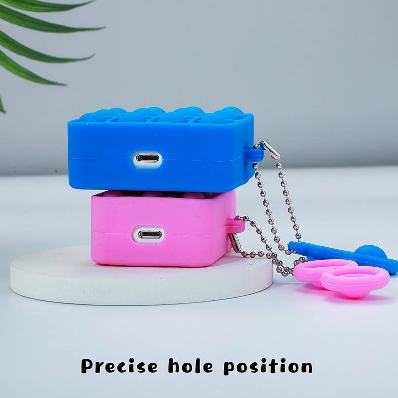 Oem Θήκη Σιλικόνης Anti Stress Fidget Bubble Pop Αγχολυτική Για AirPods Μπλε