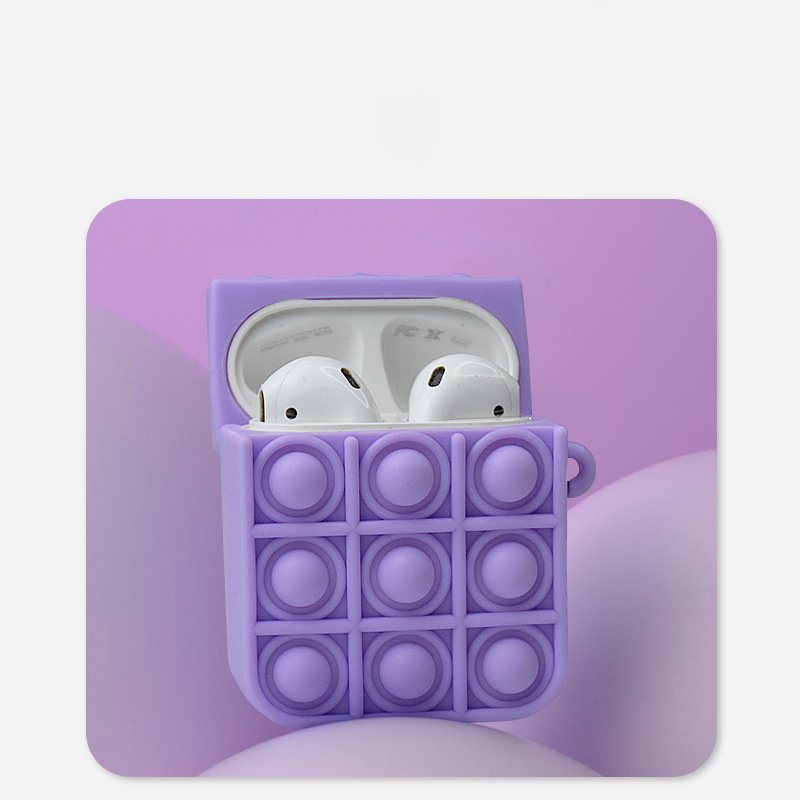 Oem Θήκη Σιλικόνης Anti Stress Fidget Bubble Pop Αγχολυτική Για AirPods Λιλά