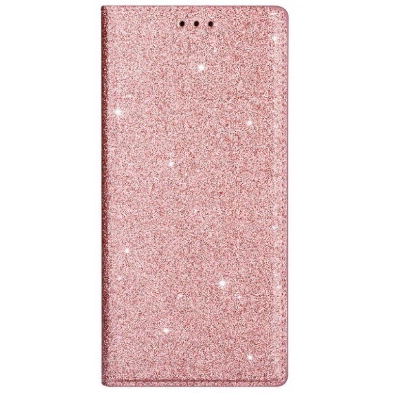 Oem Θήκη Βιβλίο Shining Χρυσόσκονη Για  Για Xiaomi Redmi Note 9 5G / Note 9T Χρυσή - Ροζ