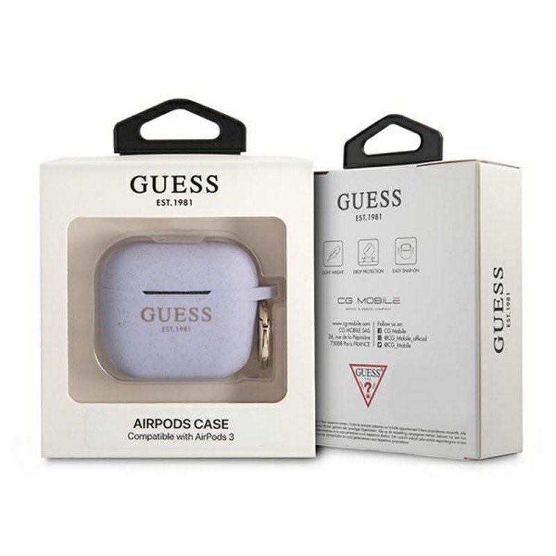 Guess case for AirPods 3 GUA3SGGEU purple Silicone Glitter