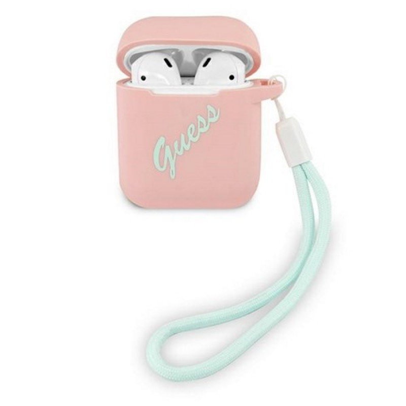 Guess case for Apple Airpods / Airpods 2 GUACA2LSVSPG pink-green Silicone Vintage