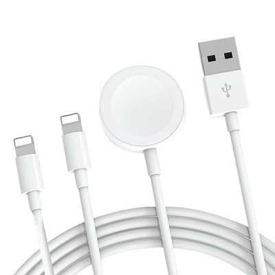 Oem Καλώδιο Multi-function 3 In 1 8 Pin Magnetic Charging Cable for iPhone / Apple Watch  1,2m Λευκό Oem Καλώδιο Multi-function 3 In 1 8 Pin Magnetic Charging Cable for iPhone / Apple Watch  1,2m Λευκό