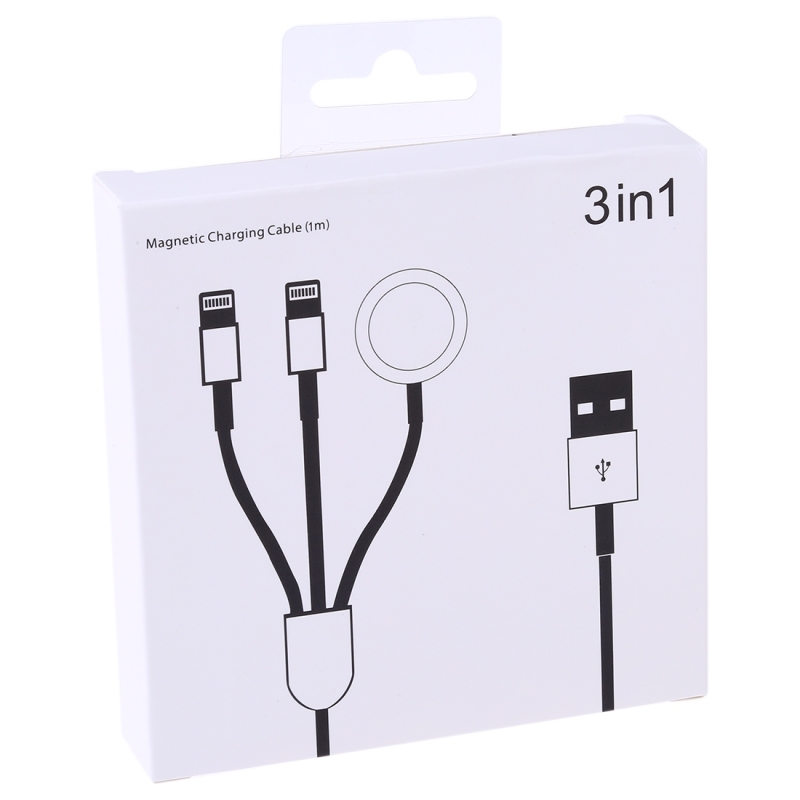 Oem Καλώδιο Multi-function 3 In 1 8 Pin Magnetic Charging Cable for iPhone / Apple Watch  1,2m Λευκό