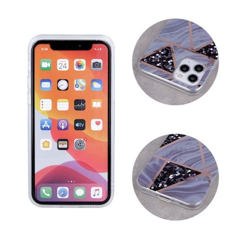 Oem Θήκη Σιλικόνης Geometric Marmur Case Για Apple iPhone 13 Pro 6.1"  Μωβ