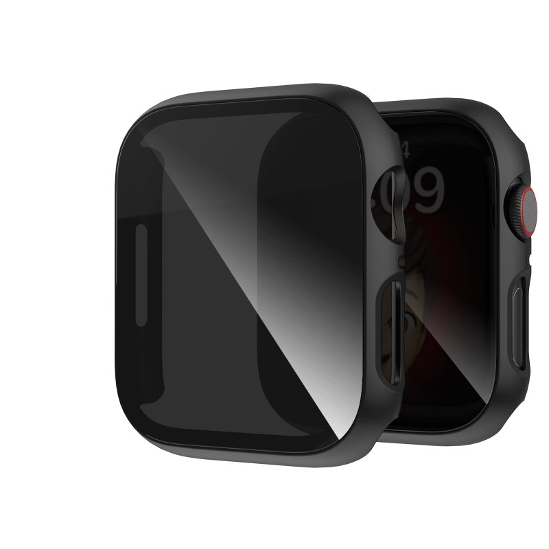 Oem Full Face Tempered Glass Προστατευτικό Οθόνης Privacy για το Apple Watch 45mm Μαύρο